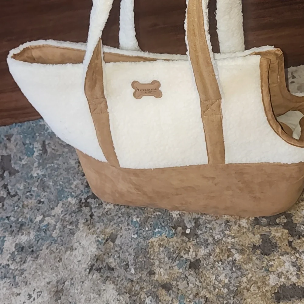 Like New Koolaburra White and Brown Pet Carrier Tote